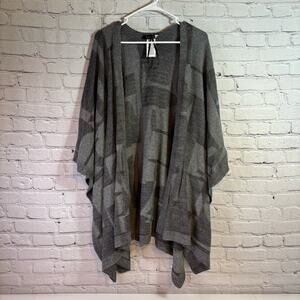 Ralph Lauren “Black Label” Gray Open Front Poncho One Size Bin2